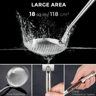 Yosukata 17-inch stainless steel wok spatula, ladle, and skimmer set, alternate view 5