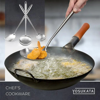 Yosukata 17-inch stainless steel wok spatula, ladle, and skimmer set, alternate view 8