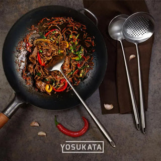 Yosukata 17-inch stainless steel wok spatula, ladle, and skimmer set, alternate view 6