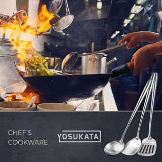 Yosukata 3-piece stainless steel wok utensil set, alternate view