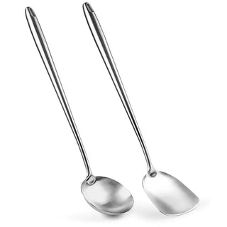Yosukata stainless steel wok spatula and ladle alternate view