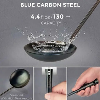 Yosukata carbon steel wok utensils with long handles, alternate view