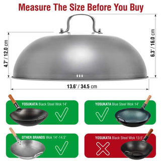 Yosukata 13.6-inch stainless steel wok lid with tempered glass, alternate view 2