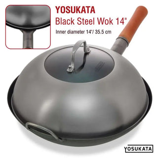 Yosukata 13.6-inch stainless steel wok lid with tempered glass, alternate view 4