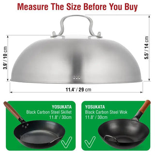 Yosukata 11.4-inch stainless steel wok lid with tempered glass, alternate view 2