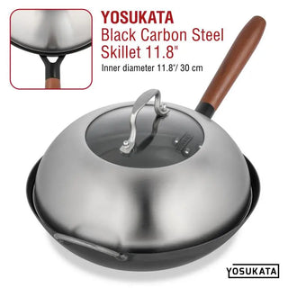 Yosukata 11.4-inch stainless steel wok lid with tempered glass, alternate view 5