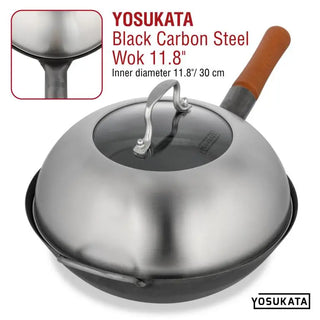 Yosukata 11.4-inch stainless steel wok lid with tempered glass, alternate view 4