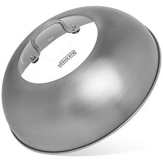 Yosukata 12.8-inch stainless steel wok lid with tempered-glass insert