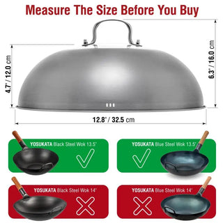 Yosukata 12.8-inch stainless steel wok lid with tempered glass, alternate view 2