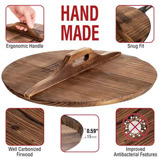 Yosukata 14-inch carbonized wooden wok lid, alternate view 2