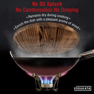 Yosukata 14-inch carbonized wooden wok lid, alternate view 7