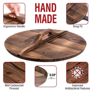 Yosukata 13.5-inch carbonized wooden wok lid, alternate view 2
